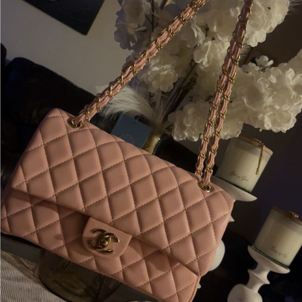 Designer Quilted Pink Shoulder Bag with Chain Strap